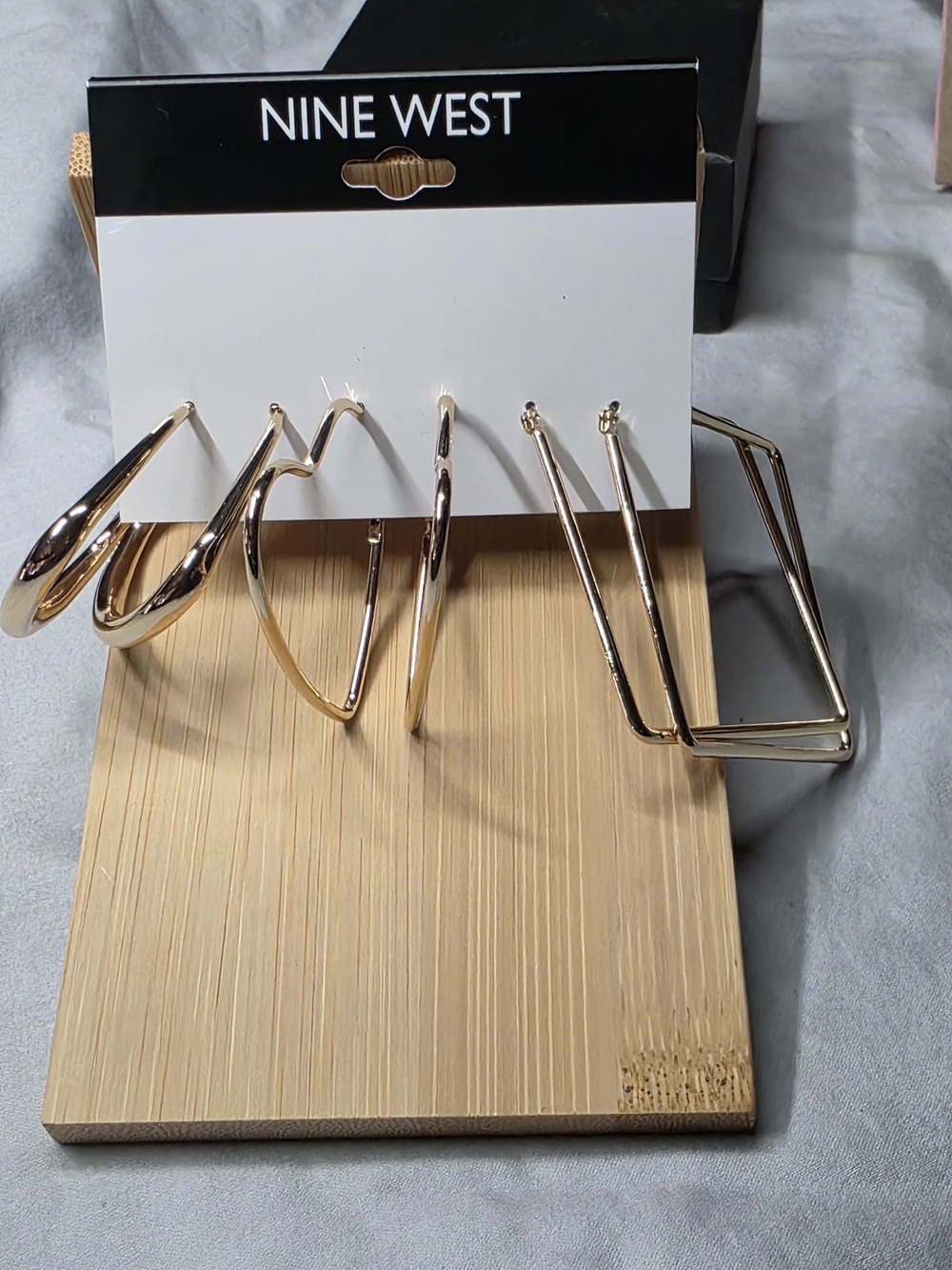 Nine West Gold Hoop & Geometric Earring Set - 3 Pairs